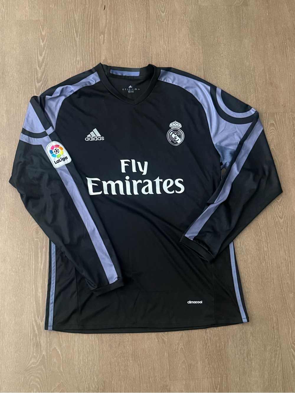 adidas Real Madrid Long Sleeve Black Jersey with Lavender Accents Ronaldo